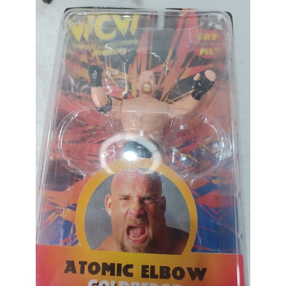 WCW Goldberg Atomic Elbow Action Figure MOC 1998 OSFTM Toy Makers Sealed NIB NWO